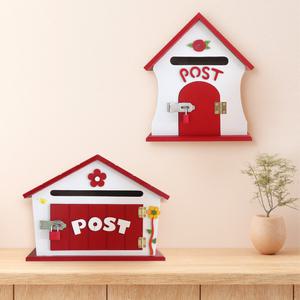 레드 벽걸이 우드 인테리어 우체통 소리함 상담함 소통함 우편함 건의함 편지함