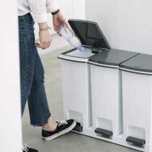 프랑코 페달형 분리수거함 3단 650 x 310 x 520mm 60L 문구 사무 탕비 생활 리빙 쓰레기 정리 청소 오피스