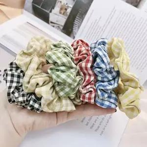 레트로 체크패턴 곱창 헤어밴드 (6컬러)택1-WAE5C5D