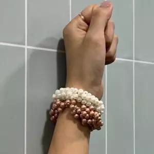 묶음머리 고무줄 곱창밴드 진주머리끈 샴페인펄-WAEB0E1