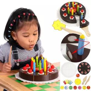 브알라 초코케이크세트 원목 케이크모형 생일축하 역할놀이 자르기 소꿉장난감 S619F