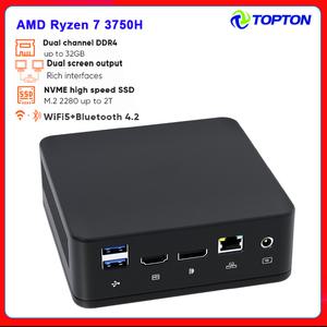 AMD 게이밍 미니 PC 라이젠 7 3750H 5 3550H 게이머 윈도우 11 2xDDR4 NVMe 듀얼 4K 베어본 컴퓨터 UHD HTP