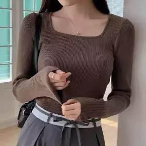 [코코블랑] 피블 스퀘어 골지 니트