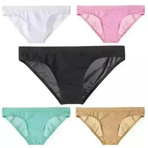 남성 아이스 실크 하프백 삼각팬티 5P세트 매혹적인 디자인과 완벽한 핏 B07