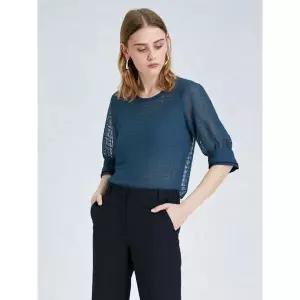 [하프클럽/샤트렌]블루 체크패턴 라운드넥 블라우스 HCCMBL802