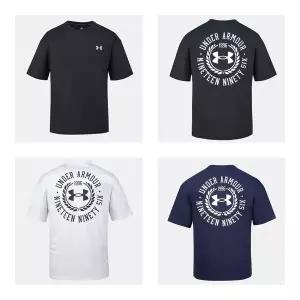 [언더아머](대전신세계)6007564 블랙 화이트 네이비 3컬러  APAC 헤비웨이트 그래픽 티셔츠 반팔 오버핏