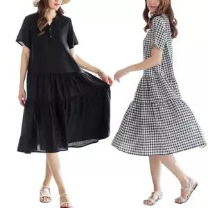 여름 여성 아이스 인견 캉캉 반팔 쿨링 원피스 빅사이즈