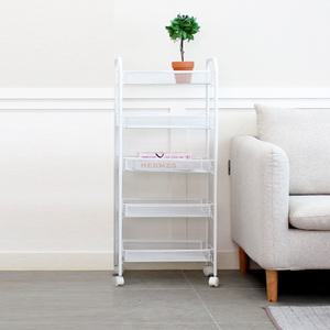 [리벤스] 다용도 이동식 5단 메쉬 틈새 수납선반(화이트)