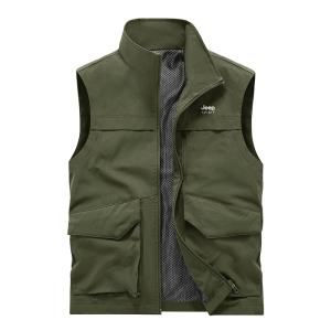 JEEP 봄 여름 남성용 얇은 여러 포켓 조끼 대형 사이즈 야외 레저 스포츠 조끼