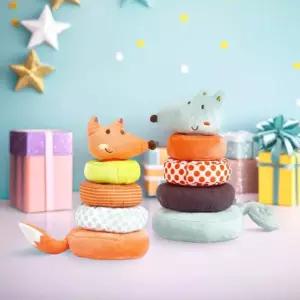 캐스B 헝겊링쌓기 바스락 딸랑이 인형 링끼우기 촉감놀이 동물모양 고리넣기 장난감 유아