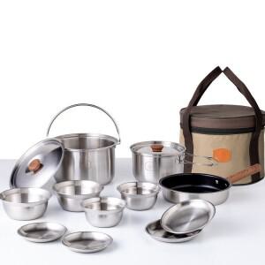 주방부터 캠핑까지 스텐 3중 바닥 설계 냄비 프라이팬 인덕션겸용 캠핑 코펠 풀세트 2 4인용