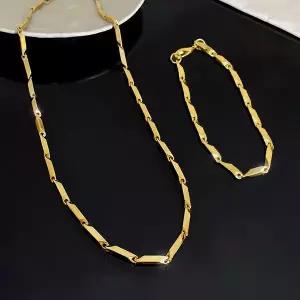 2종세트 팔찌 목걸이 18K 압축 도금 변색없는 대나무육각 남성 남자 특수 고급 럭셔리 금