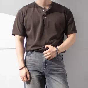 헨리넥 링클프리 쿨 골지 반팔 니트 / 신축성 좋은 머슬핏 반팔 티