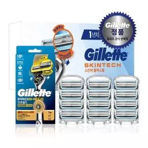 [질레트] 스킨텍 면도날 12입 + 프로쉴드 파워 면도기 1up 본품 증정