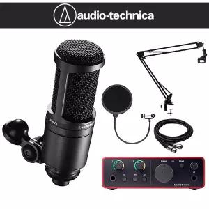 오디오테크니카 AT2020 콘덴서마이크 포커스라이트 스칼렛솔로 4세대 관절스탠드 패키지