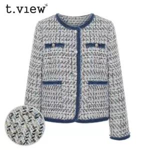 [롯데백화점]티뷰 데님 배색 라운드 트위드 자켓_V5C-CJK009