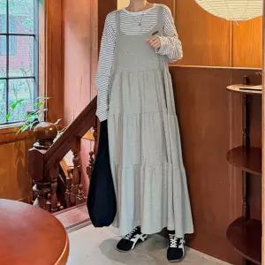 캉캉 셔링 뷔스티에 롱원피스 스퀘어넥 레이어드 여성 빅사이즈