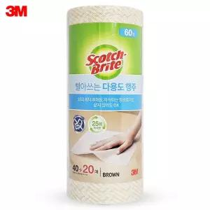 (40+20매 25회) 3M 빨아 쓰는 다용도 롤행주/행주/부직포/타올/주방/세균/닦는/거즈/세균싹/카페/압축
