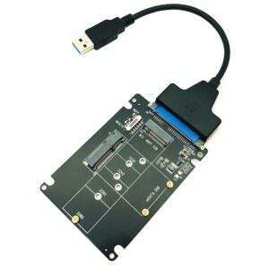 mSATA-SATA 어댑터 B 키 m.2 SATA SSD-SATA 카드 mSATA NGFF-mSATA+M.2용 USB 변환기 2 in 1 SSD HDD 라이저