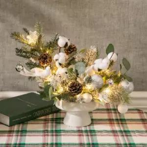 플라워트리 크리스마스 장식 목화 조화 센터피스 LED 대형 50cm