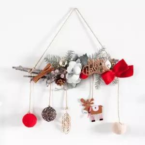 플라워트리 크리스마스 가랜드 벽장식 LED 네츄럴 목화 45cm 소품