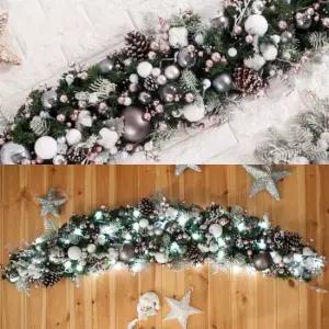 플라워트리 크리스마스 장식 가랜드 센터피스 LED 앵두목화 150cm