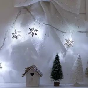 플라워트리 크리스마스 눈꽃 전구 장식 LED 30P 철재 실버설정 중