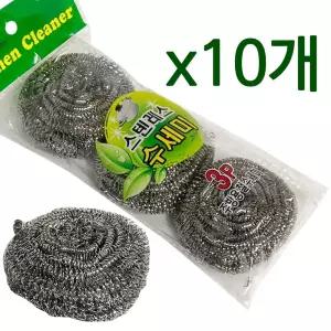 f그린피아 (스텐레스 수세미3P) x(10개) 철수세미 철/만능/수쎄미/스테인레스/쇠수세미/철쑤세미/주방 냄비