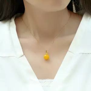 호박보석 목걸이 천연호박 곡옥 보석원석 펜던트