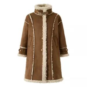 [보니스팍스]양털 퍼 배색 무스탕 롱 코트 (XP1JH005L0)