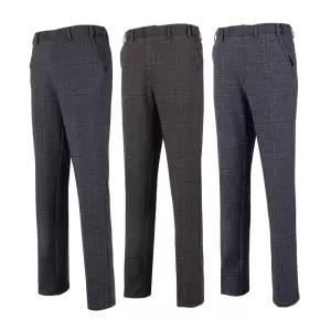 기모 일자 스판 남자 체크 무늬 정장 바지 남성 겨울 양복 신사 회사 바지 중년 40대 50대