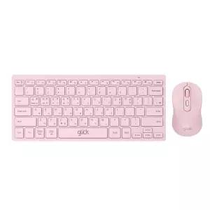 지클릭커 오피스 WMK55 미니 슬림 저소음 무선 키보드 마우스 세트 핑크