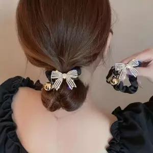 [하프클럽/]여자 리본 큐빅 곱창 헤어끈 고무줄 머리끈 2개 세트