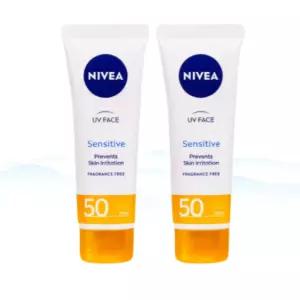 니베아 선 페이스 수딩 센서티브 크림 SPF50+ PA++++ 50ml x 2개 민감성 진정 자외선차단 선크림