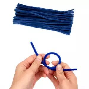 미술 공예재료 모루 파란색 30cm 100개입 초록/꽃다발/환경/물품/공예/재료/면끈/털모루/키트/거울/꾸미기