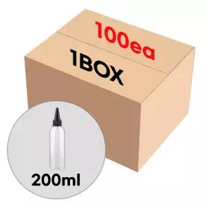블랙 뾰족캡 투명 용기 200ml 플라스틱 화장품용기 공병 소분병 여행 (1BOX 100개)