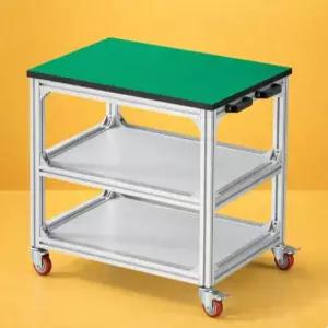 이동식 작업대 프로파일 테이블 조립대 책상 라인 3단 선반