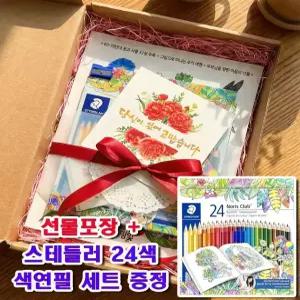 [선물용 선물포장] [스테들러 24색 색연필 세트] 성인 시니어 컬러링북 치매예방 학습지 어르신 색칠공부 초급