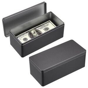 히피웨 2팩 뚜껑 지폐 빈 용기에 캐시 메탈 달러 동전 정리함 박스 주얼리 직사각형 상자 머니 화폐 스탬프 블랙 보관함