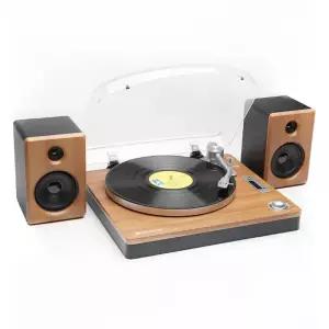 사운드룩 우드 턴테이블 오디오 블루투스 스피커 USB TF카드 FM라디오 LP-MP3녹음 헤드폰단자