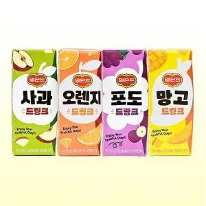 롯데 델몬트 드링크 190ml 24팩 혼합 - 사과6 오렌지6 포도6 망고6