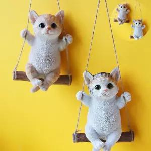 인테리어미니소품 그네 타는 고양이 장식인형 인테리어 집들이 선물 1P