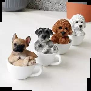 미니어처 컵강아지 ver2 1P 장식인형 테이블 선반 소
