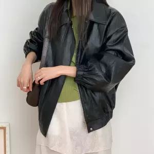 [코코블랑] 스퀴즈 박시 레더 자켓