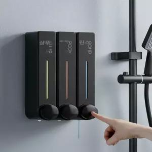 비누 디스펜서 벽걸이 무타공 욕실용 호텔 바디워시 샴푸통 린스 샤워젤 접착식