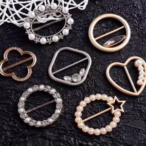 큐빅 스카프 카프링 클로버 원형 여성 진주 스카프 카프링 패션 실크스카프 브로치 티셔츠 큐빅링 매듭링