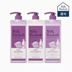 밀크바오밥 세라 샴푸+트리트먼트+바디워시 모브튤립 1.2L 3개