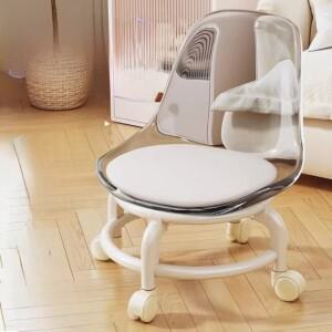 새로운 투명한 작은 의자 간단한 무소음 낮은 의자 범용 휠 다기능 등받이 좌석 어린이