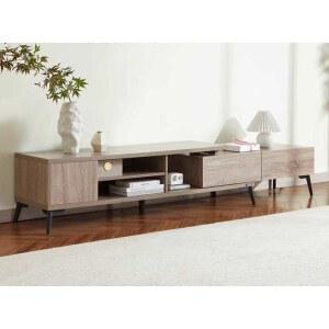 티비 거실장 선반 미니멀 다이 거실 나무색 디자인 낮은 받침대 수납 TV브라켓 철제