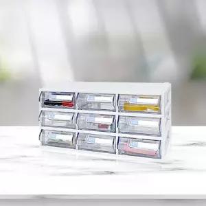스마트 정리함 가로3칸 세로3칸/사무용품 책상수납함 투명수납장